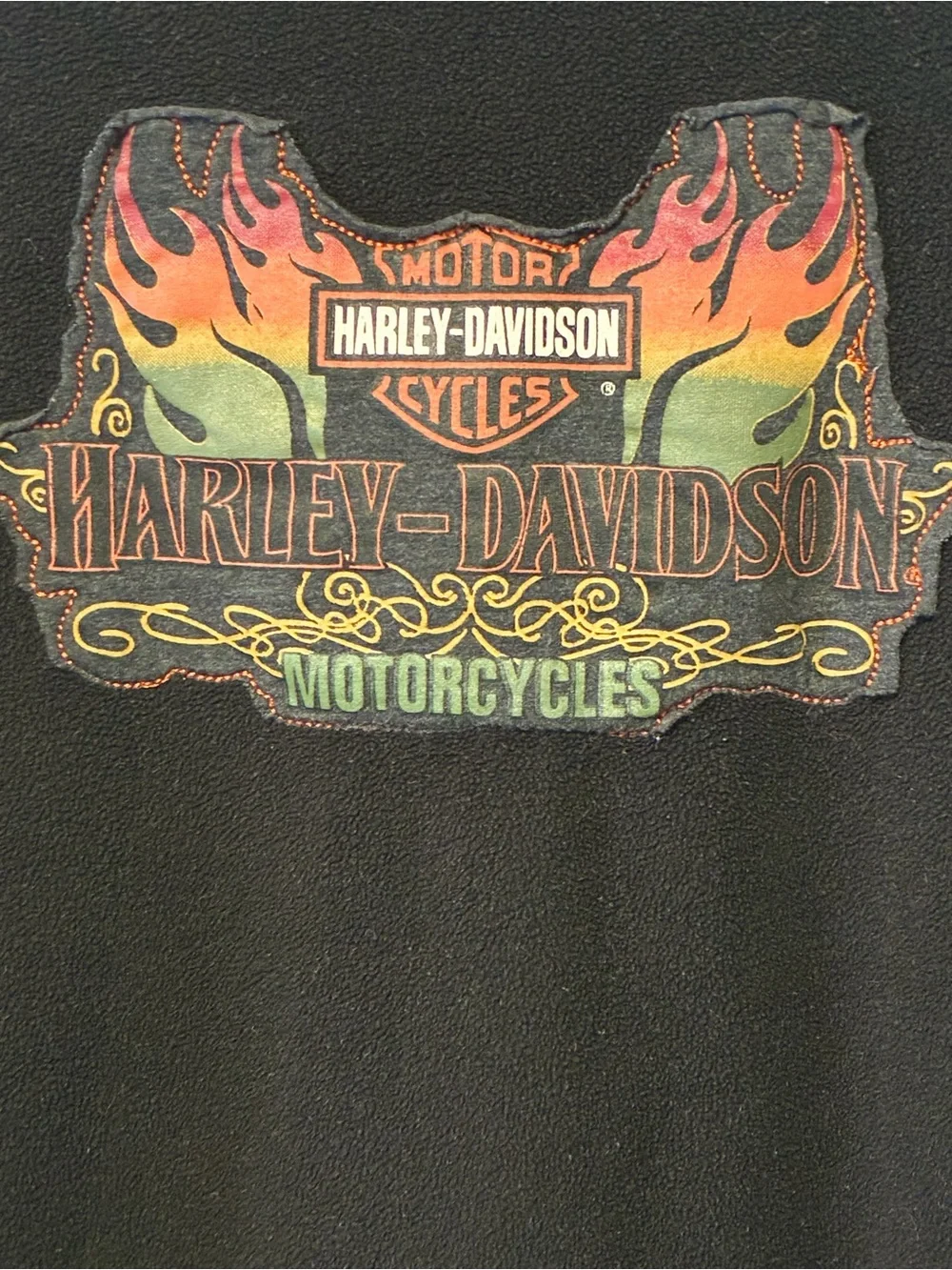 Harley-Davidson Black Fleece Pullover Jacket Size 12/14 Holographic Patch